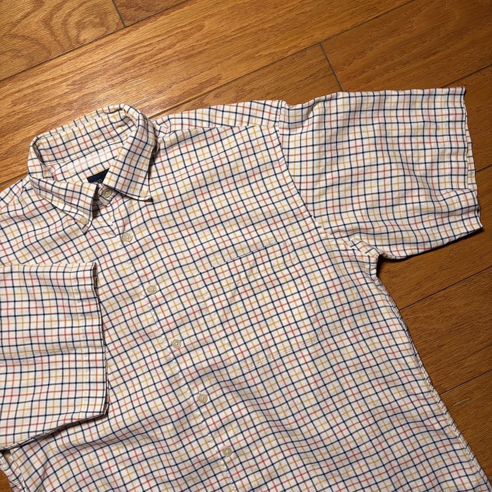 Scott Barber 100%cotton Shirt Men's L Multicolor Plaid Button Down Short Sleeve